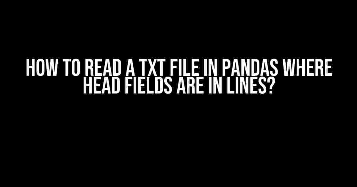 How to Read a TXT File in Pandas Where Head Fields are in Lines?