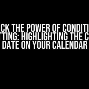 Unlock the Power of Conditional Formatting: Highlighting the Current Date on Your Calendar